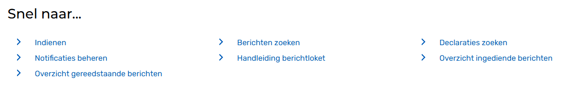 VECOZO Berichtloket, Snel naar… met de link Indienen